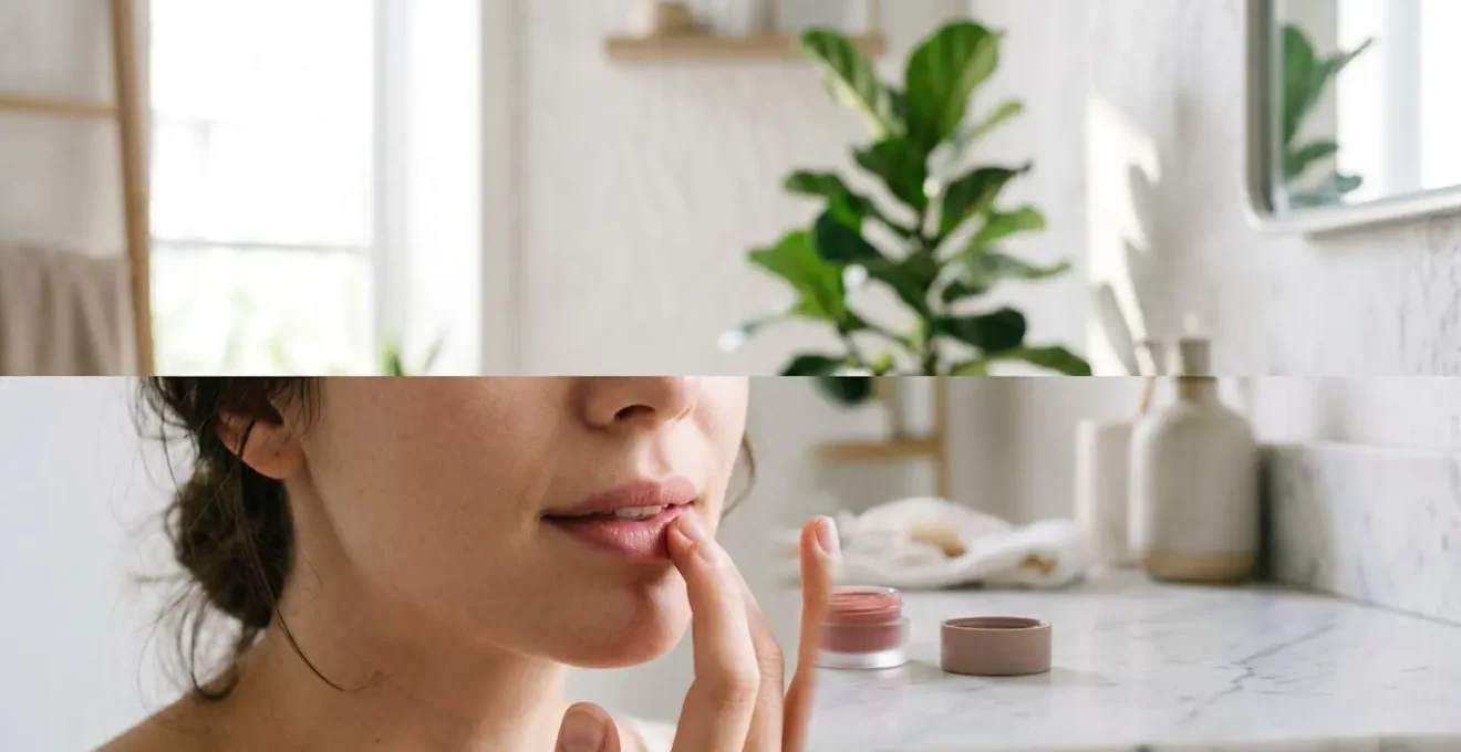 Application d'un baume teinté sur les lèvres avec un rendu naturel