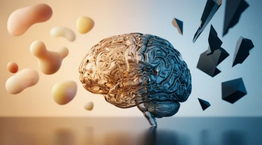 Une composition artistique montrant un cerveau humain avec des éléments visuels représentant l'équilibre entre critique et compliment