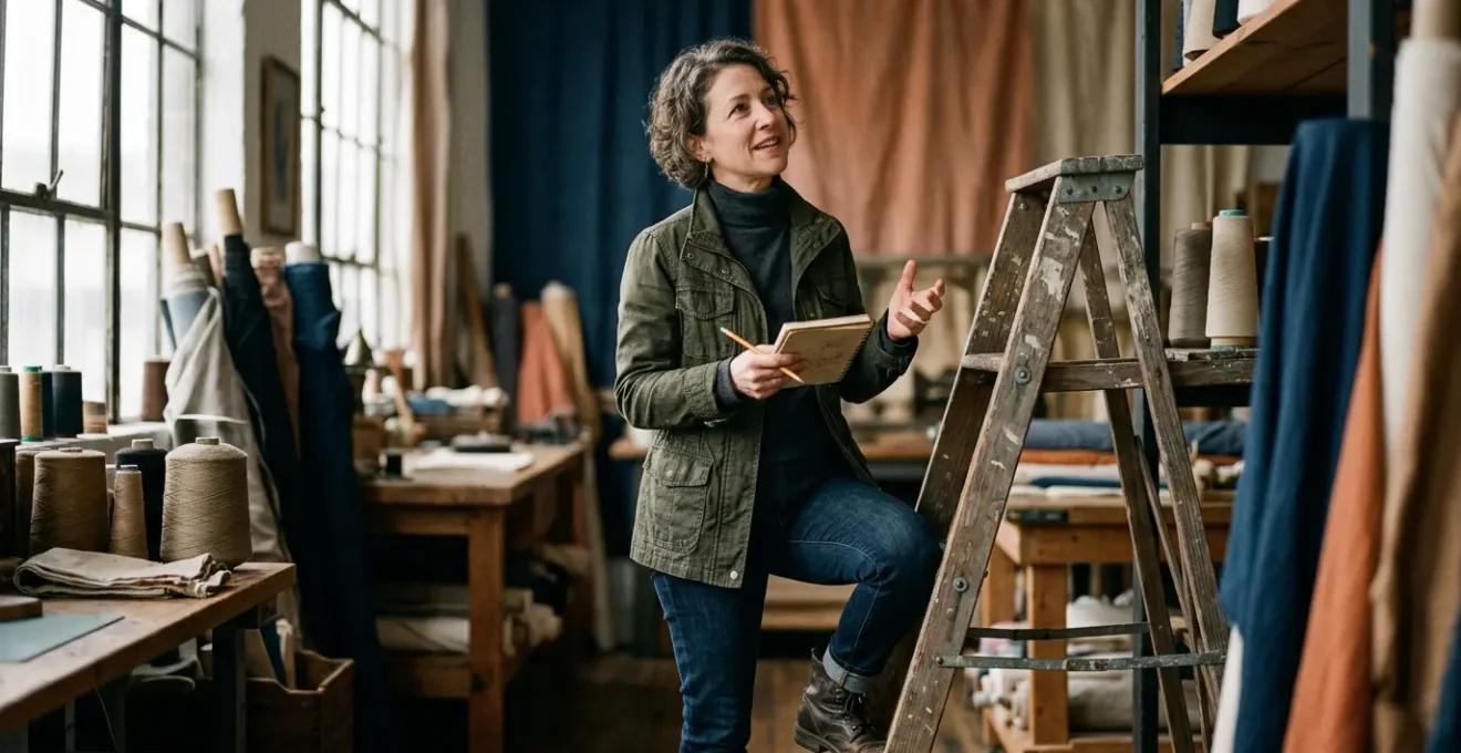 Femme petite portant un blazer oversize structuré avec pantalon ajusté taille haute