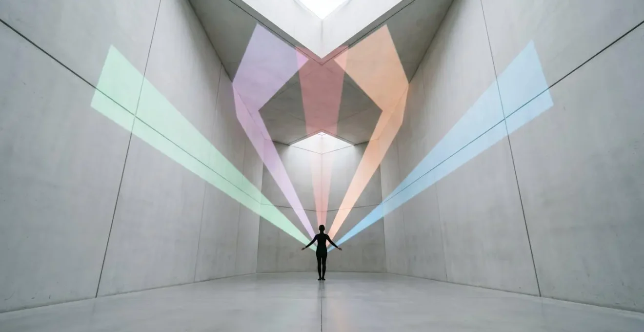 Représentation métaphorique des forces de caractère comme des rayons lumineux émanant d'une silhouette