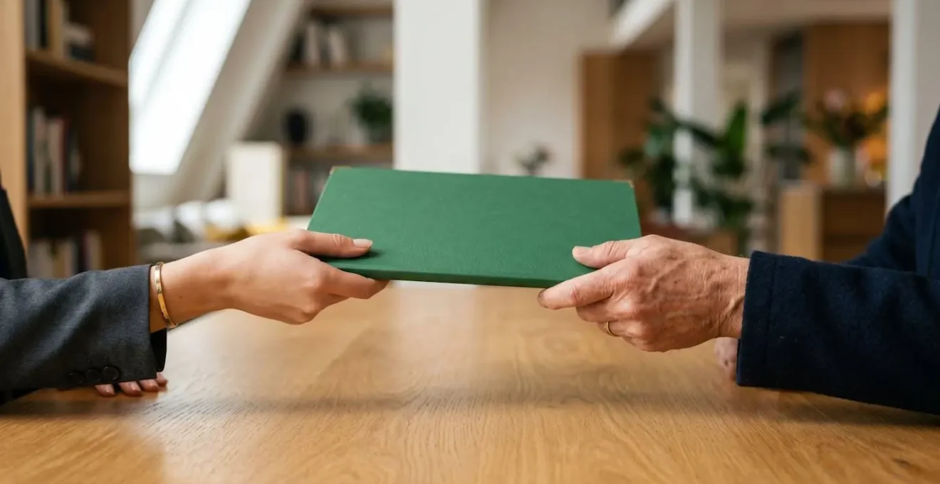 Jeune locataire confiante présentant son attestation Visale lors d'un entretien avec un propriétaire