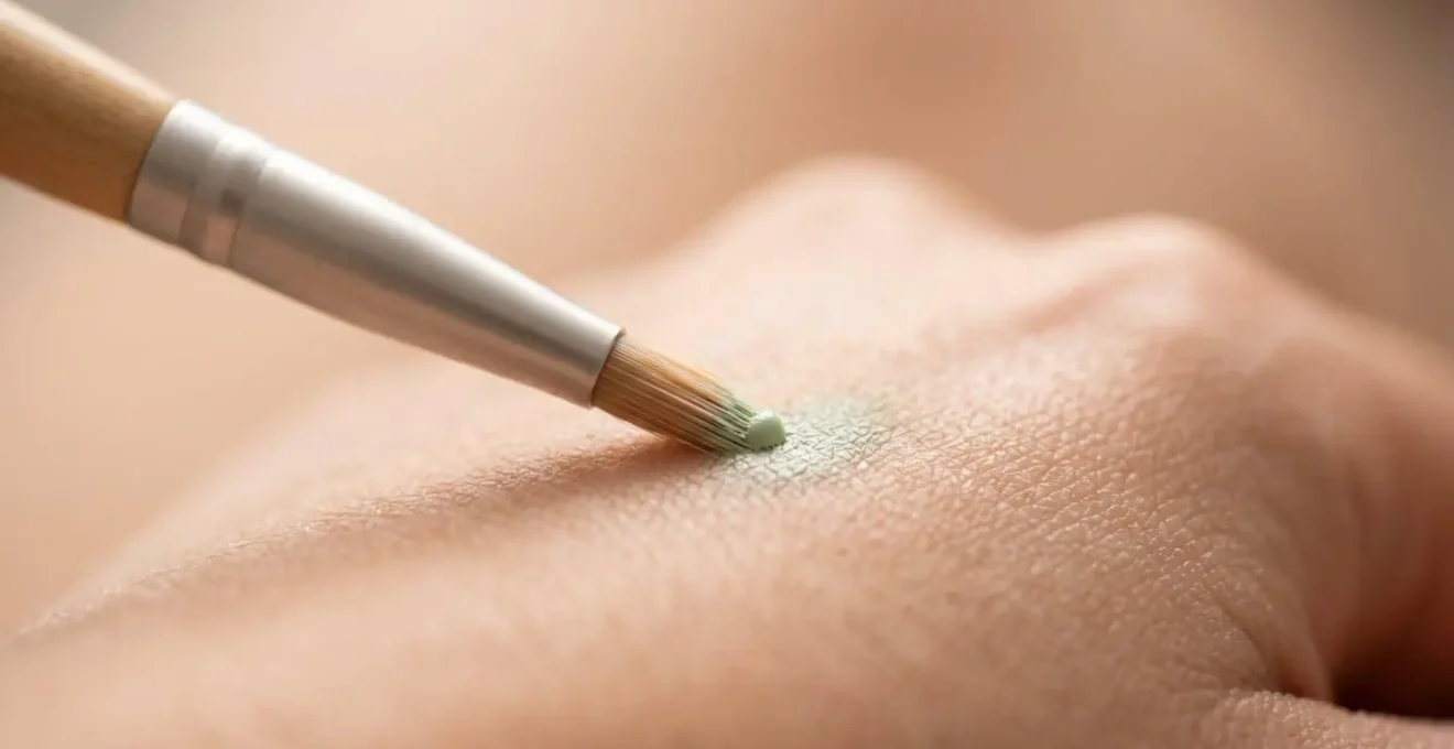 Application précise de correcteur sur une imperfection avec un pinceau fin